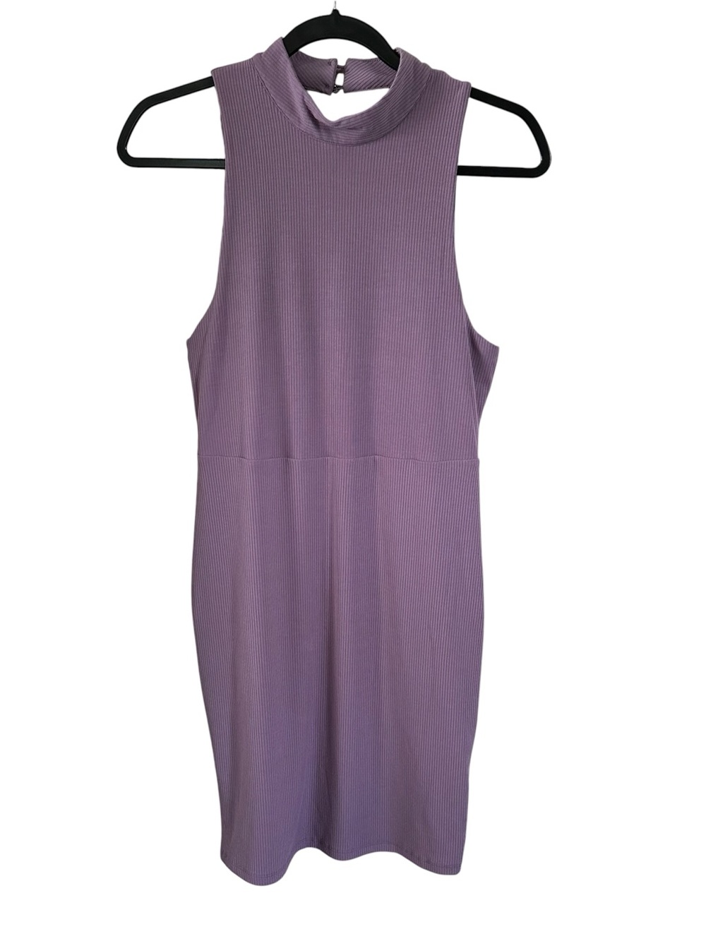 Lovers + Friends Purple Ribbed Mock Neck Open Back Bodycon Mini Dress Size M